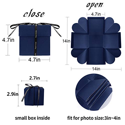 Set de Caja Regalo Explosiva DIY - Álbum de Fotos y Scrapbook Creativo para Amor y Recuerdos (Azul) | Ideal para Cumpleaños, Día de San Valentín, Aniversario, Boda, Navidad y Festividades miniatura 4