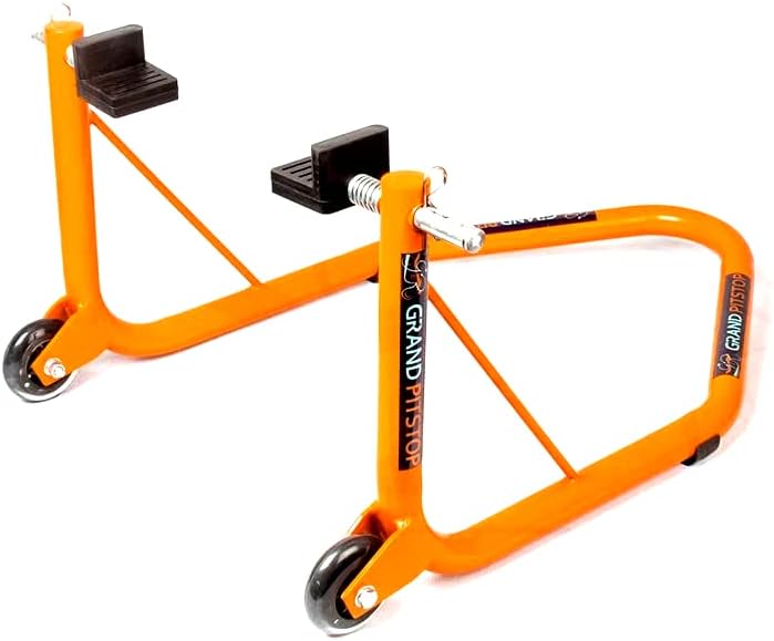 Grand Pitstop Universal Rear Paddock Stand for Bike Attached Skate Wheels with Swingarm Rest
