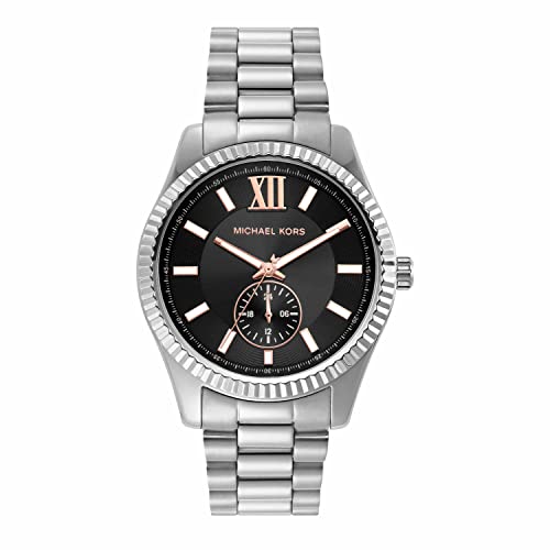 Image of Michael Kors Lexington Chronograph Stainless Steel Watch, Stainless Multifunction, One Size, MK8946 - Lexington Multifunction Stainless Steel Bracelet Watch