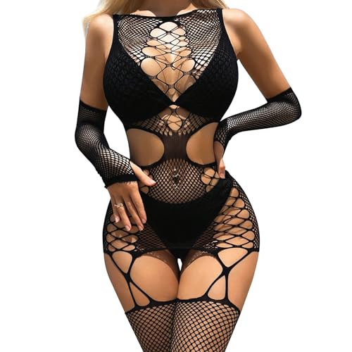 Famstar Sexy Lingerie for Women Naughty Fishnet Lingerie Set Bodysuit Outfits Teddy Sheer Mesh Erotic