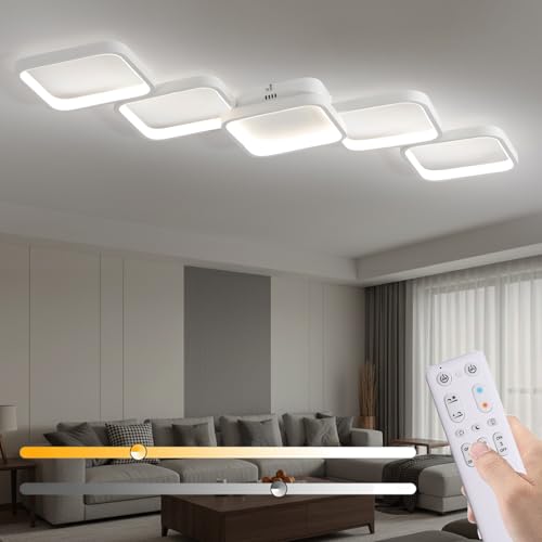 Plafoniera LED Soffitto Dimmerabile con Telecomando Lampada Plafoniere Bianca 45W,
