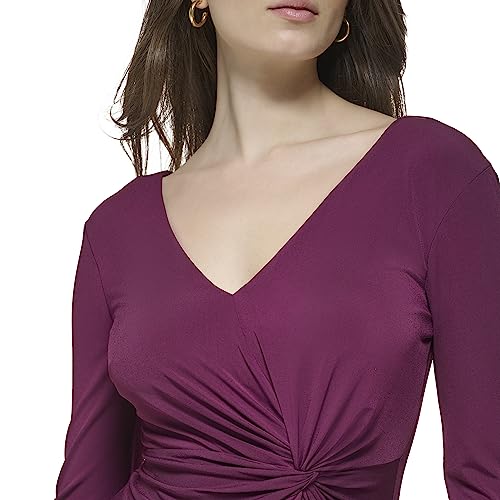 Image of Guess Women's Knot Detail Fitted Long Sleeve V-Neck Dress