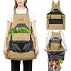 Garden Apron,Harvest Aprons with Drawstring Bag and Pockets for Women and Men,Canvas Fruit Picking Apron