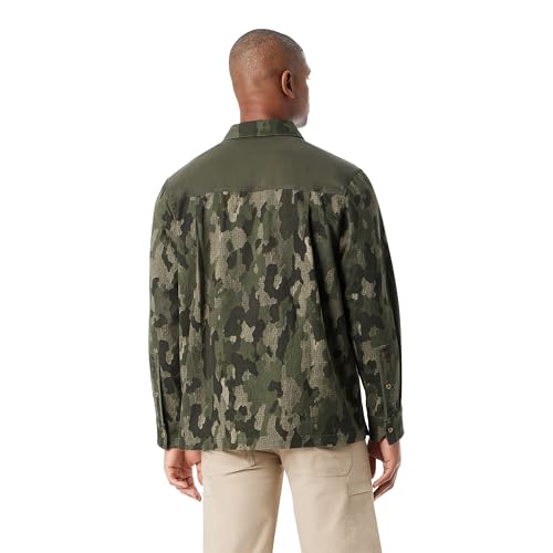 Image of BASS OUTDOOR Men's Stretch Worker Snap Front Shacket With Double Chest Pockets Standard
