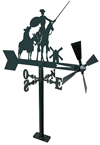 Arthifor- Veleta de Viento para Jardín con Silueta de Quijote,Negro Mate, 48 x 25 x 64 cm (21273)
