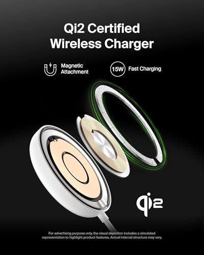 Image of Belkin Qi2 Magnetic Wireless Charging Pad 15W with Pop-Up Stand | MagSafe-Compatible Qi2 Certified Wireless Charger for iPhone 16, 15, 14, 13, Samsung Galaxy S25, S24, AirPods | White