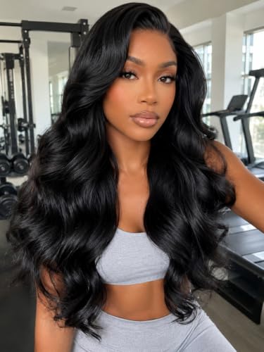 Image of KLAIYI HD Real Scalp Wig 13x4 Lace Frontal Human Hair Wig Loose Body Wave with Face Framing Curtain Bangs Pre Everything Glueless 3S Wear and Go Precut Lace Pre Plucked Pre Bleached 180%Density 16Inch