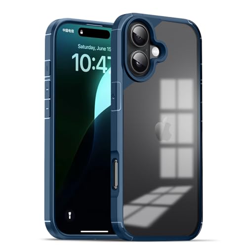 Image of KARWANBack Cover |Shockproof Bumper Case | Full Camera Protection | Raised Edges | Super Soft Side TPU | Bumper Case for iPhone 16 -Blue