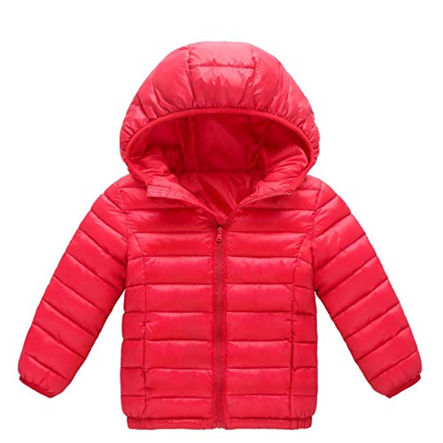 HILEELANG Little Boy Winter Hooded Puffer Jackets Coats Light Weight Outerwear Red 6-7 Years