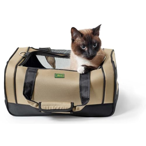 HUNTER Portland Tragetasche für kleine Hunde und Katzen, 40 x 25 x 25 cm, beige/schwarz