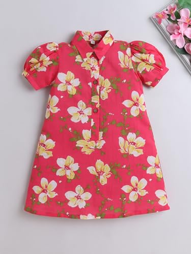 Image of The Magic Wand Printed Dresses for Kids Baby Girls, Fancy Stylish Knee Length One Piece Midi Frocks for Girls, Casual Dress for Summer Season