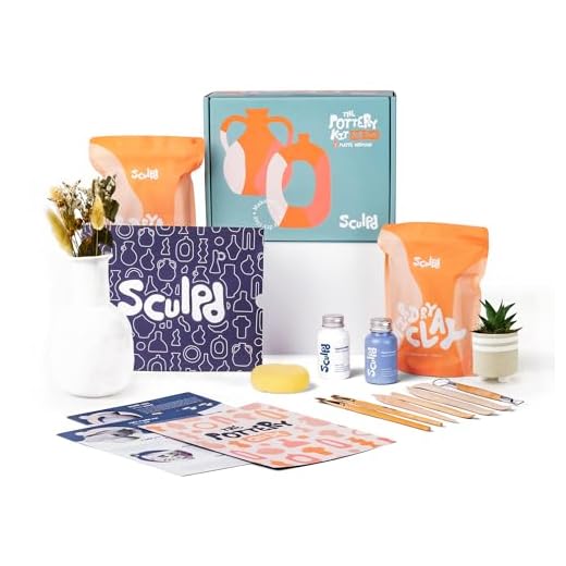 Sculpd - The Original Pottery Starter Kit - Complete Air Dry Clay Beginner Set for 2 Adults: Includes Sculpting Tools, Gloss Varnish, Paint Brushes, Guide, Video Tutorials & More - Gift, Arts Crafts