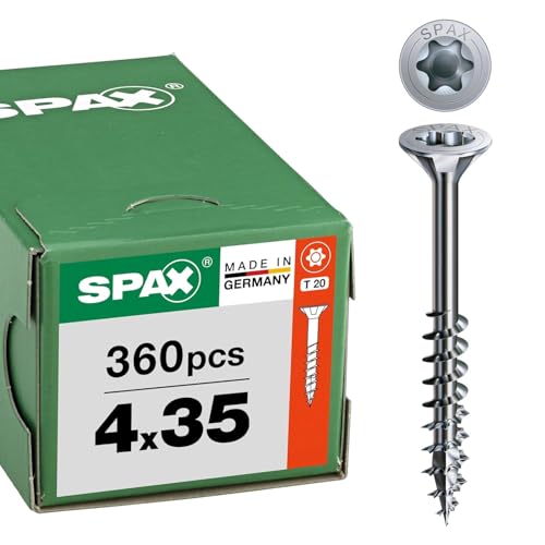 SPAX Universalschraube 4 x 35 mm, 360 Stück - Holzschrauben, Teilgewinde, Senkkopf, T-STAR plus T20, 4CUT Spitze, WIROX Beschichtung - 8000000276743