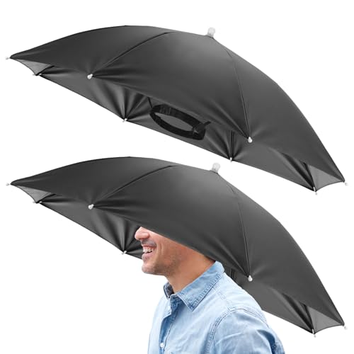 Chapeau parapluie de pêche et jardinage pliable noir 66cm lot de 2