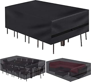 Garden Furniture Covers Waterproof,242x162x100cm Rectangular Large Rattan Furniture Covers,Tall Table Cover Outdoor,Heavy Duty 600D Patio Set Cover Rip Proof Protective Covers for Outside Sofa Black
