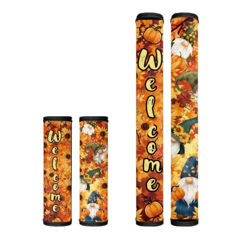 Image of Dreaweet Fall Sunflower Gnome Print Refrigerator Handle Covers Set of 4