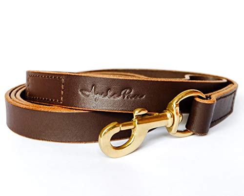 Leather Dog Leash - 6ft Leash for Dogs Training and Walking – Saddle-Grade Leather Leash for Small, Medium, Large Dogs – Durable Leash with Solid Brass Clasp