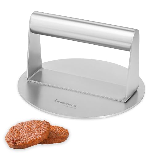Innoteck Stainless Steel Burger Press – 14cm Round Smash Burger Press for Flat Top Grill, Hamburger Patty Maker – Non-Stick, Easy to Clean Griddle Accessory