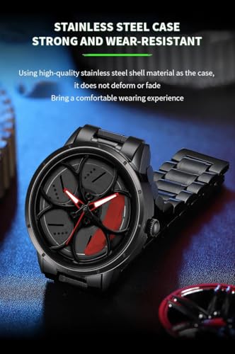 Image of Shocknshop RevolveX Rotating Hollow Wheel Hub Creative Fashion Analog Quartz Stainless Steel Wrist Watch for Men Boys -WCH364