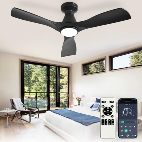 Depuley 42-Inch Ceiling Fans with Lights: Black 3 Blade...