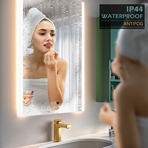 Ganpe 24 In.w X 32 In.h Led Sensor Mirror, Human Body Induction Vanity Mirror, Illuminated Dimmable Anti Fog Ip44 Waterproof+Vertical & Horizontal Backlit Bathroom Wall Mounted Mirror #TOP4