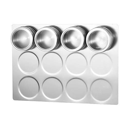 Aylson Magnetic Spice Rack Wall Mount, Stainless Steel Spice Containers Wall Base