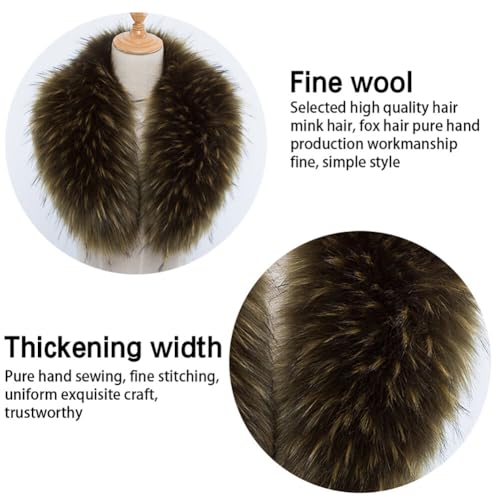 Surakey Fellkragen für Kapuze, Mode Wärm Kunstpelz Pelzschal Kunstfell Fellkragen Kapuzen Winter Fellimitat Fuchs Schal mit Knöpfe für Wintermantel Jacke Parka 60cm