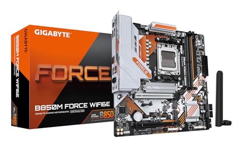 GIGABYTE B850M FORCE WIFI6E Scheda Madre – Supporta processori AMD Ryzen serie 9000, VRM digitale a 8+2+2 fasi, fino a 9600 MHz DDR5 (OC), 1 x M.2 PCIe 5.0 + 2 x M.2 PCIe 4.0, Wi-Fi 6E, LAN 2.5 GbE