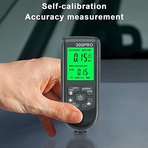 Medidor Digital de Espesor de Pintura gernie, Rango 0-2000 μm con Pantalla LCD Retroiluminada, Medidor Portátil de Profundidad de Recubrimiento para Pintura Automotriz, Apagado Automático (Negro) miniatura 3