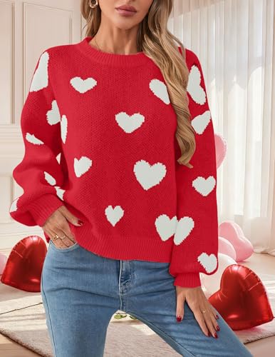 Image of Libsorge Womens Valentine Heart Sweater 2026 Valentines Day Trendy Cute Oversized Long Sleeve Pullover Sweaters