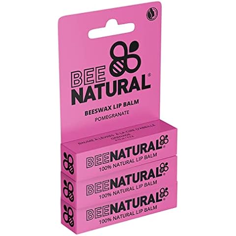 Bee Natural 100% Natural Moisturising Lip Balm, Pomegranate - Pack of 3 Cover