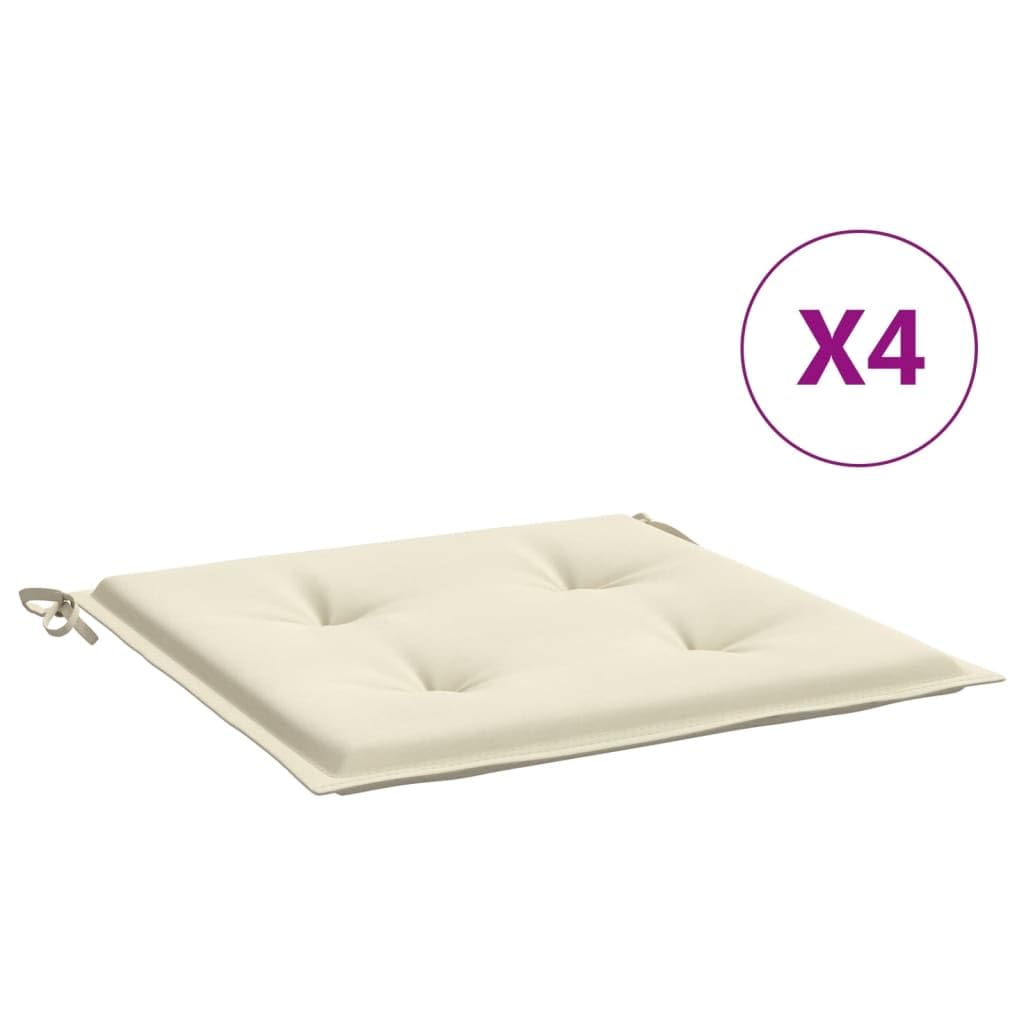 vidaXL 4X Cojines para Silla de Jardín Asiento Tumbona Patio Terraza Balcón Exterior Salón Acolchado Decoración Adorno Cómodo Tela Crema 50x50x4 cm