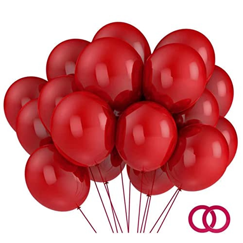 Garnet Red Balloons, 108 Pcs 12" Pastel Blue Balloons, Red Latex Balloons For Balloon Garland Arch As Party Decorations, Birthday, Wedding Decors Valentine Day Mother Day Baby Shower Decors, Solid Red #TOP9