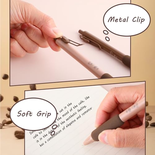 Mabor 4pcs Retractable Black Ink Pen,Brown Neutral Pen Set,Quick Dry Ink Pens,Comfortable Writing Pens(0.5mm) - Image 4
