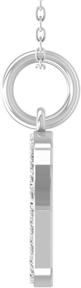 1/10 Carat Round lab Grown Diamond A-Z initial Pendant Necklace | 10K, 14K Yellow or White Gold and Sterling Silver Cable Chain Necklace 18 inch | D-F Color and VS1 Clarity