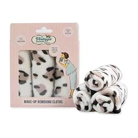 The Vintage Cosmetic Company Dual-Sided Make-up Removing Reusable Cloths Soft Material Washable Leopard Print Design Pack of 3 Cover