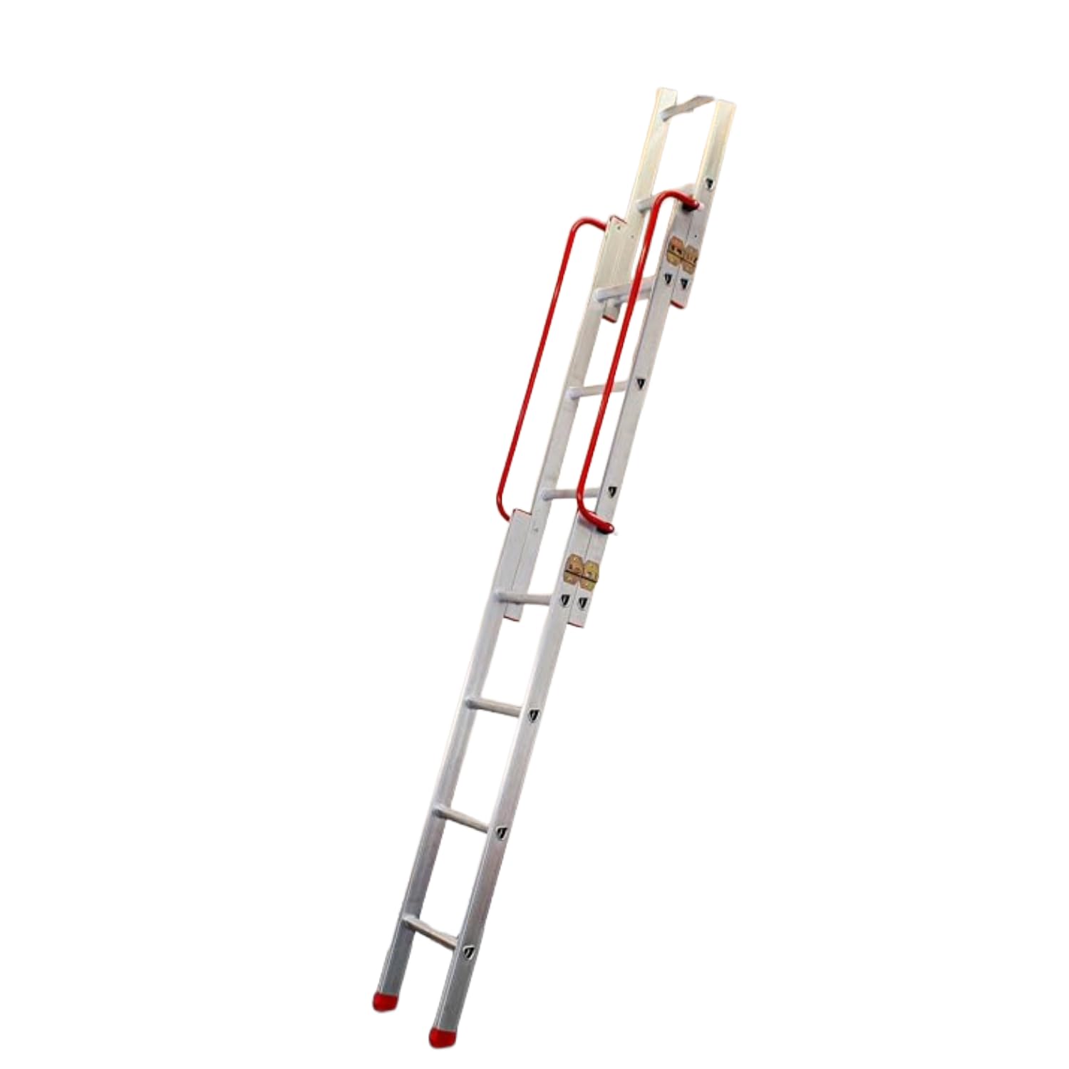 BPS® Aluminium Slider | 3-Section Sliding Loft Ladder with Handrail | D-Shaped Rungs, Stowing Pole, Locking Catches | 150kg Load Capacity