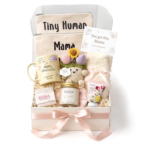 New Mom Gifts - Mama Care Package After Baby with Postpartum Gifts Mama Essentials, First Mothers Day Pregnancy Gift for First Time Mom To Be Gift for Expecting Moms with Mom Daily Affirmation Mug