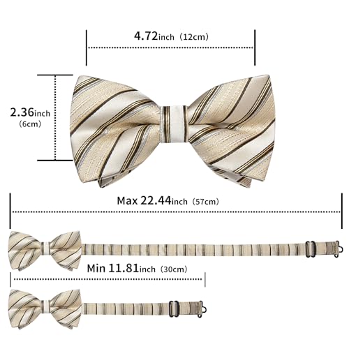 Image of DiBanGu Paisley Pre-Tied Bow Ties for Men Silk Adjustable Bowtie and Pocket Square Cufflinks for Wedding Party