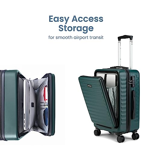 Image of Assembly Set of 2 Large Check in 28 Inches and Cabin Luggage 20 Inches Polycarbonate Premium Hardsided Suitcase Trolley - Forest Green