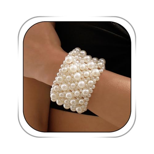 Pearl Bracelets for women White Stretch Pearl Bracelet Jewelry Vintage Pearl Bracelet for Wedding Festival Party