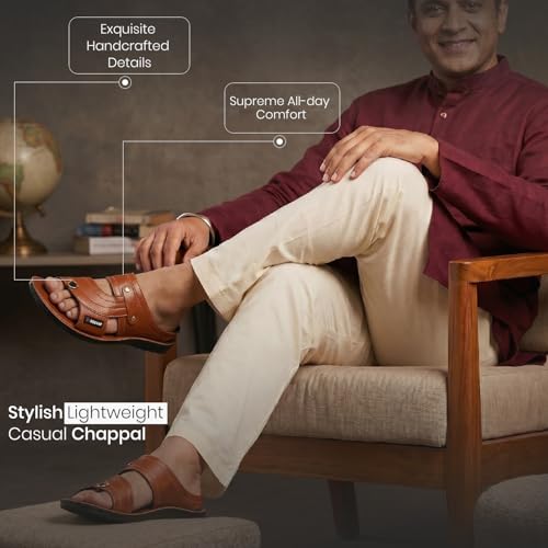 Image of Poddar PU Slippers for Men | Premium Daily Use Footwear | Comfortable Soft Sole Anti-Skid Sandals | Stylish Lightweight Casual Chappal for Office, Home & Outdoor Use