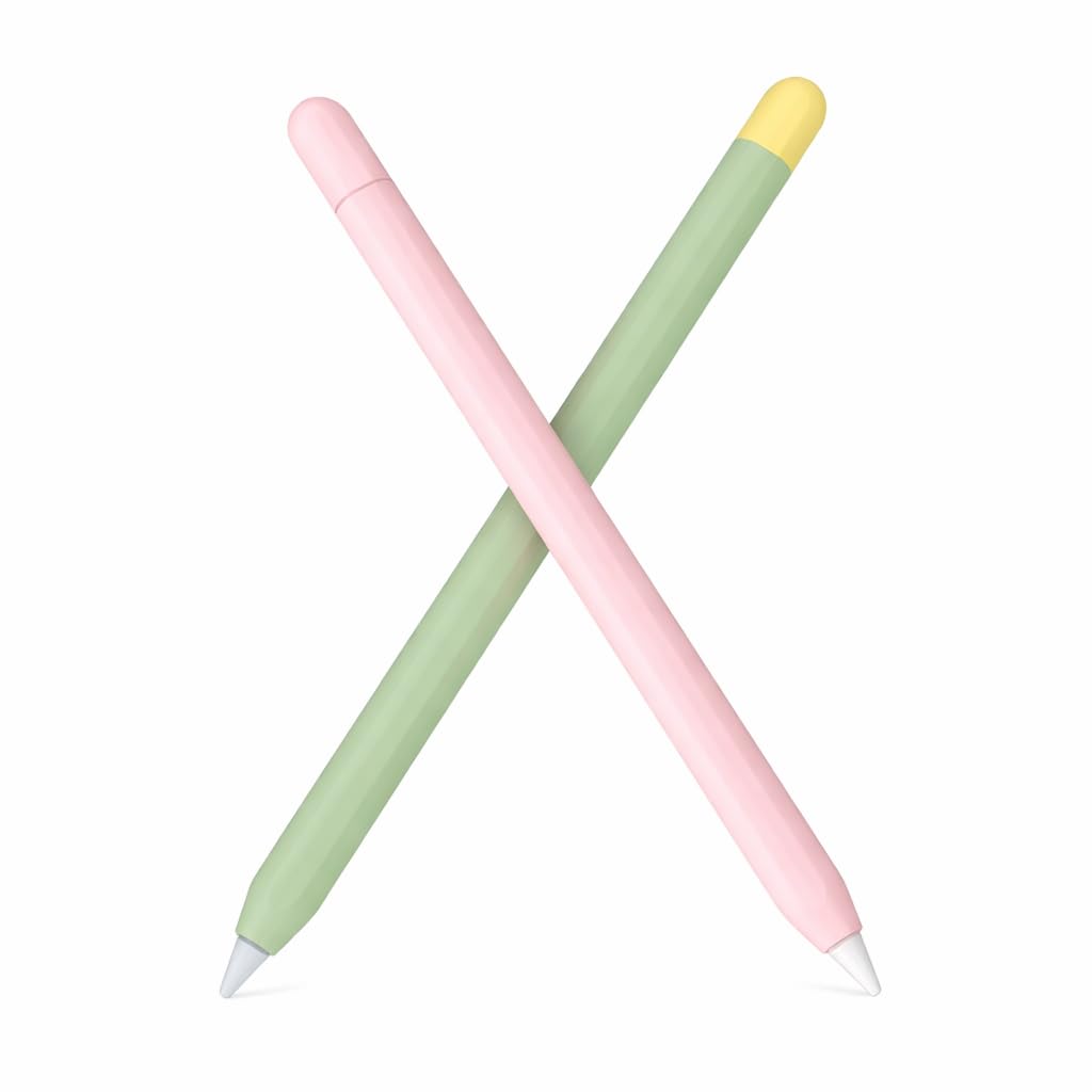 Mizi (2 Pack) Apple Pencil USB-C (2023) Case Cover Premium Silicone Sleeve Skin, USB Charging/Double Tap & Attaching Magnetically - Pink/Green