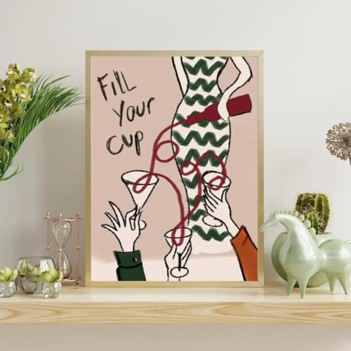 Póster retro con diseño de carrito de bar para decoración de paredes
