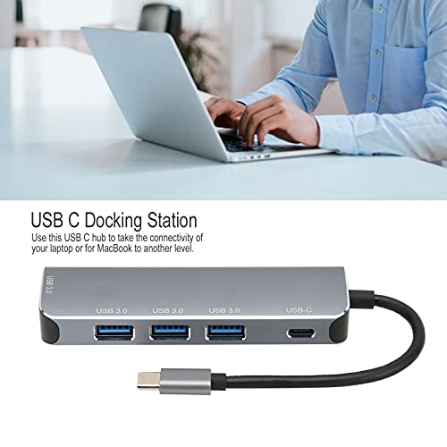 Hub USB C de aleación de aluminio gris duradero para tabletas 5