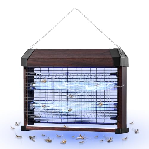 Insektenvernichter Elektrisch – Hochwirksame Mückenfalle 3800 V 20 W mit 2 UV-Lampen, leise und sicher, 80 m² Abdeckung für Private und gewerbliche Bereiche, gegen Mücken, Fliegen und Motten
