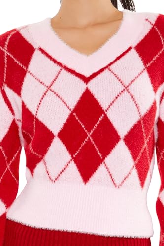 Forever 21 Women's Argyle Fuzzy Knit Sweater3