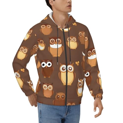 Sweat à capuche homme hibou marron chaud automne hiver et printemps