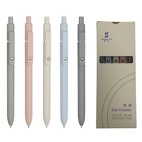 Consolidate Current 5PCS Gel Ink Pens, 0.5mm Black Ink Fine Point, Smooth Writing Aesthetic Pens for Journaling, Note Taking, Office and School Supplies, Minimalist Design Gifts for Women and Men