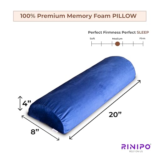 Image of Orthopaedic Leg Support Memory Foam Half Moon Bolster (Blue) - 2 Year Warranty Knee Pain Relief for Side Sleepers Back Alignment Roll for Sleeping & Office Sitting Washable Velvet Cover